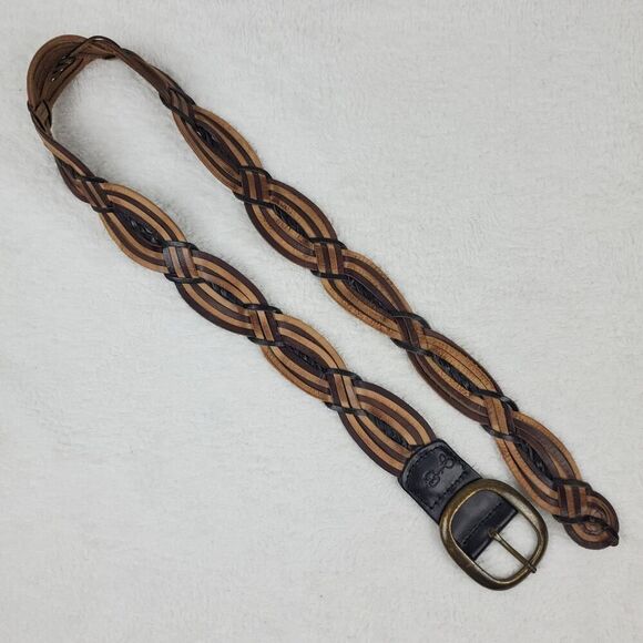 Jessica Simpson Leather Braided Belt Two Tone Brown Size Small - Picture 6 of 9
